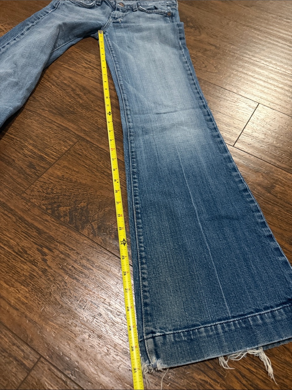7 For All Mankind Light Blue Flared Wide-Leg Jeans - Picture 9 of 12